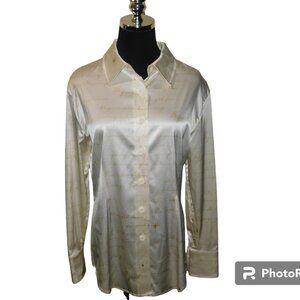 St. John Sport Vintage Button Up Blouse Size Medium 95% Silk